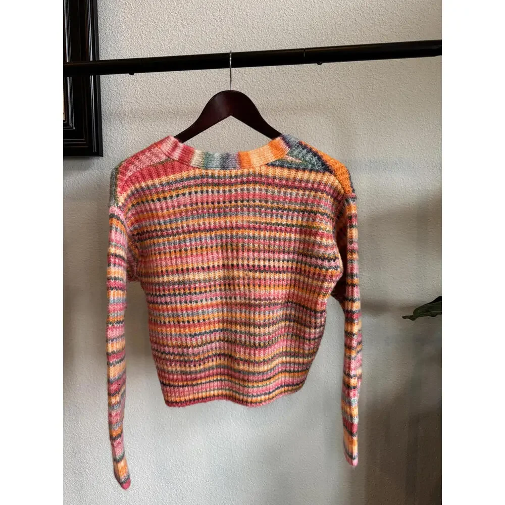 Marine Layer Dream Yarn Crop Cardigan Warm Stripe XS NWT